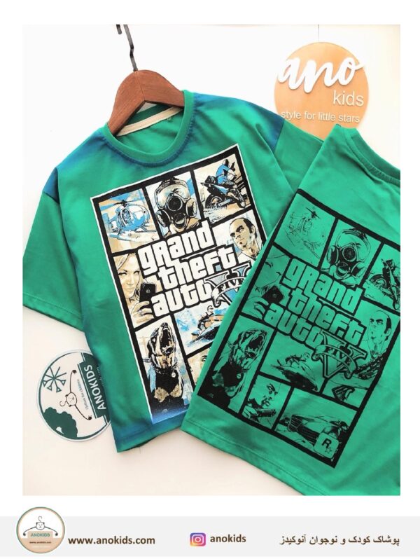 تیشرت سبز باکسی پسرانه-لباس بچه گانه آنوکیدز
